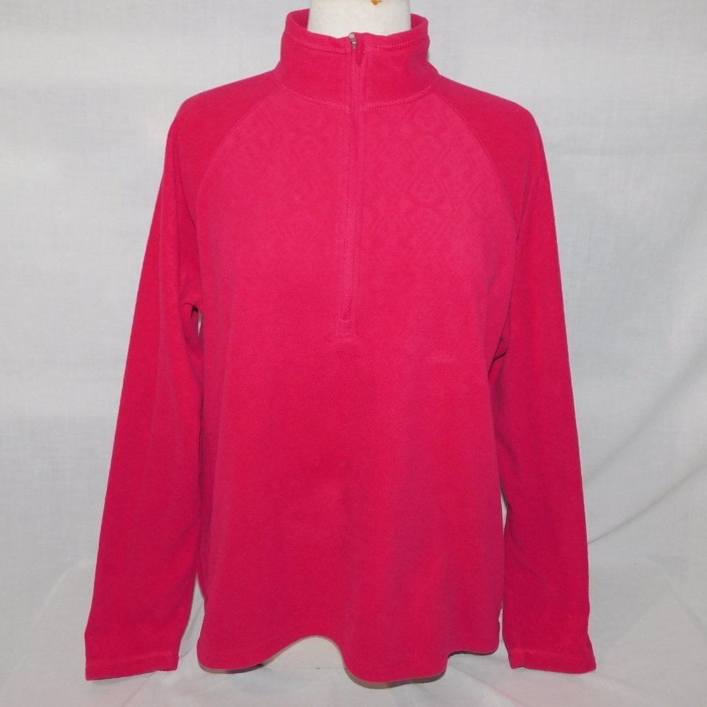 Eddie Bauer Pink Pattern 1/4 Zip Quest Fleece Pullover Sweater Womens XL